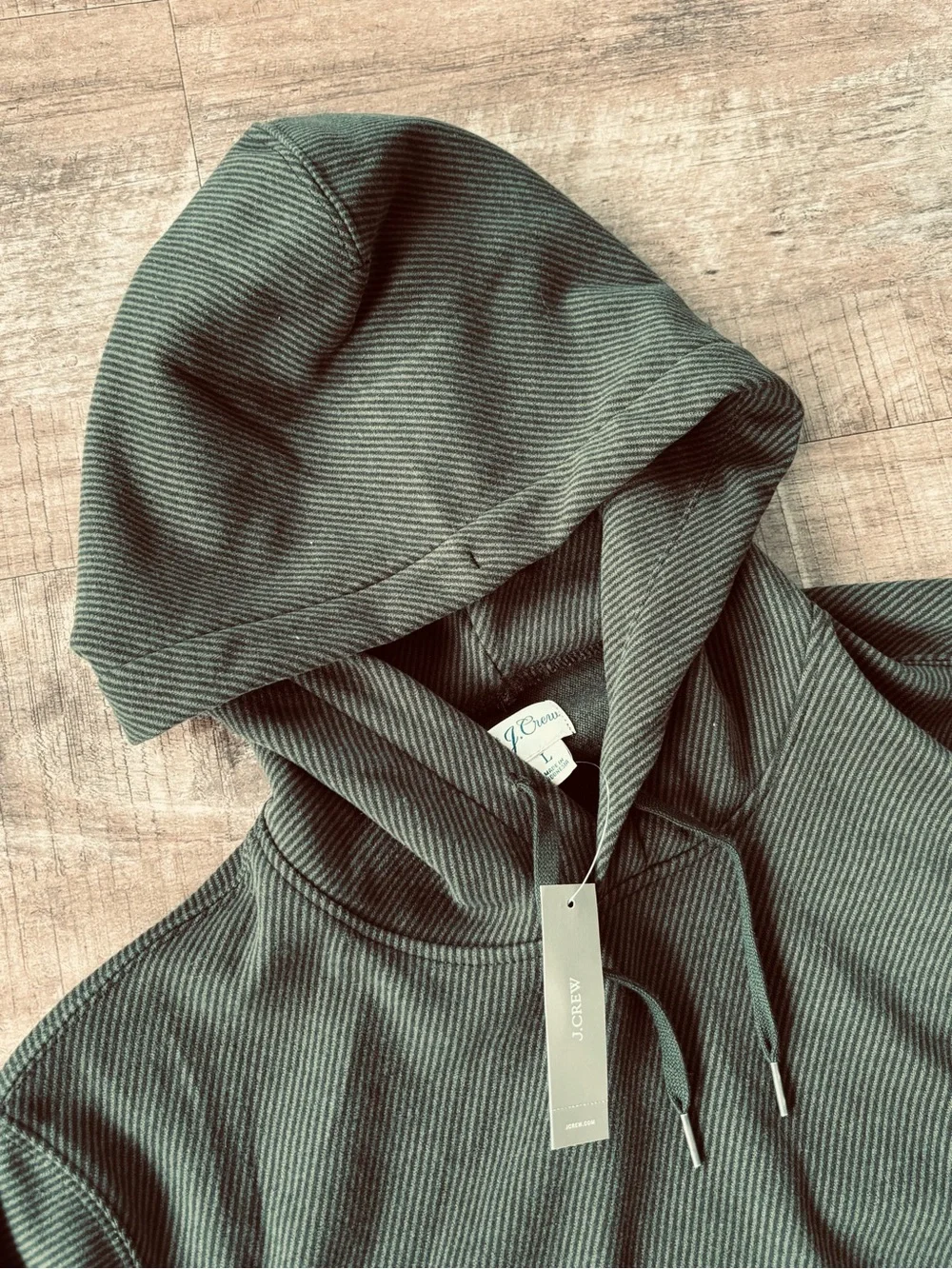 NWT knit for J.Crew Men's Green Houndstooth hoodie sweatshirt size Large relaxed